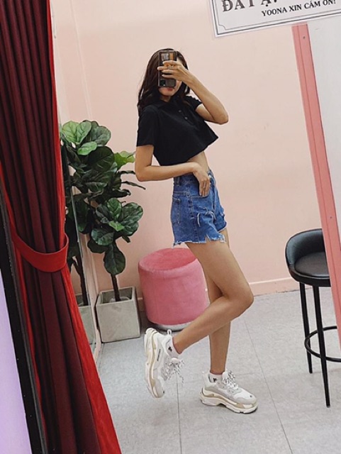 [Mã WASTUP giảm 10% tối đa 30K đơn 99K] Áo croptop cổ bẻ from rộng chất thun cotton Free Size dưới 55kg dành cho nữ | BigBuy360 - bigbuy360.vn