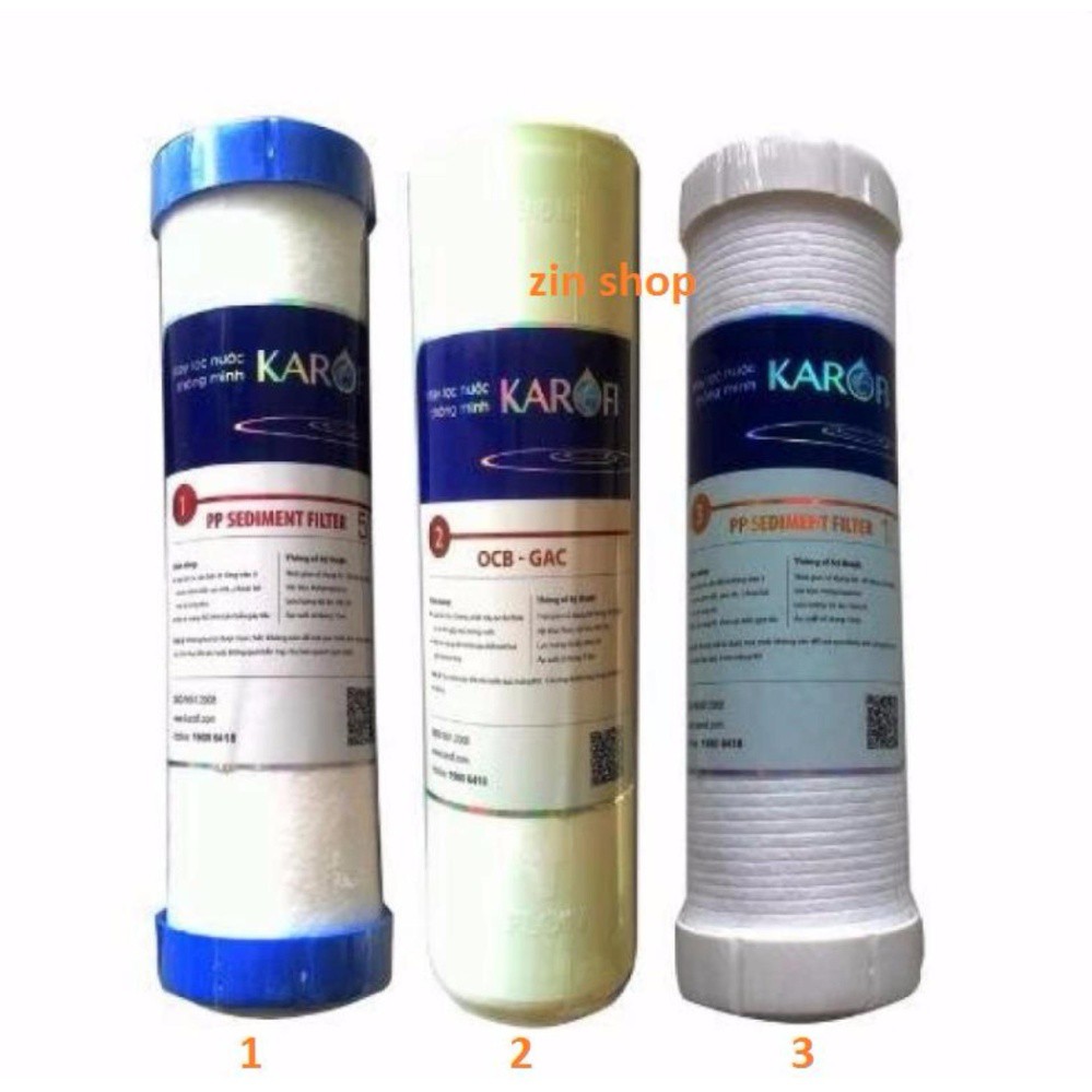 Combo bộ 3 lõi lọc nước 1,2,3 karofi