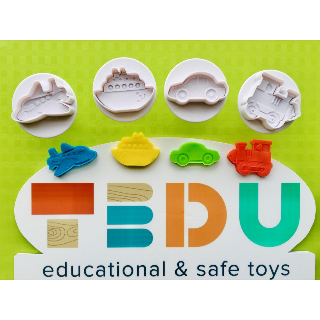 Bộ 4 Khuôn Giao Thông Chơi Bột Nặn Đất Nặn An Toàn TEDU