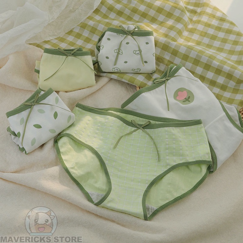 Set 5 quần Quần Lót cotton Lưng Vừa Thoáng Khí thoải mái và dễ chịu Cho Nữ Nội y xanh chất đẹp deal xịn sexy