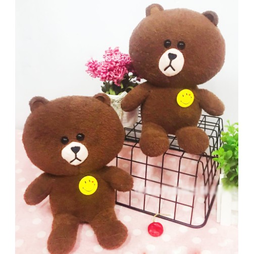 gấu brown lông xù có huy hiệu vàng G25B45 gấu bông cute gấu bông dễ thương 25cm
