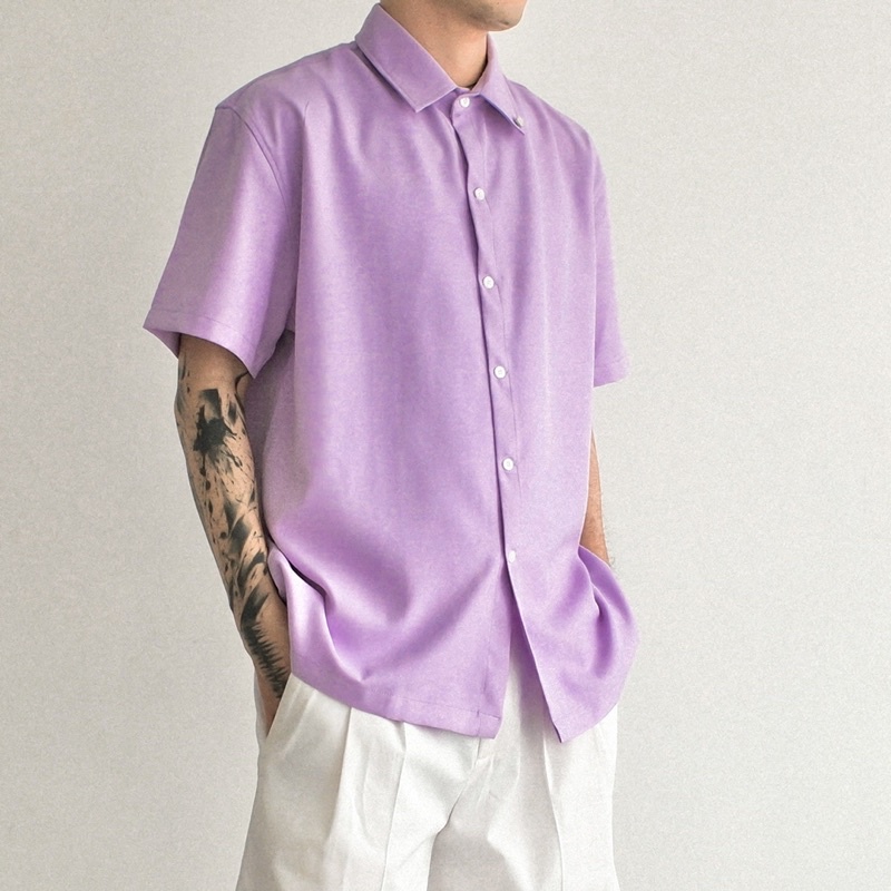 Áo Somi Cổ Đứng Phom Rộng Unisex FVNXY Màu Tím Mộng Mơ Trendy