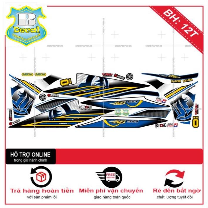 ( Quí khách vui lòng mang ra tiệm cho thợ dán ) Tem EX 2011 LC XE ĐEN BỬNG TRẮNG MẶT NẠ XANH GP [Bi Decal]