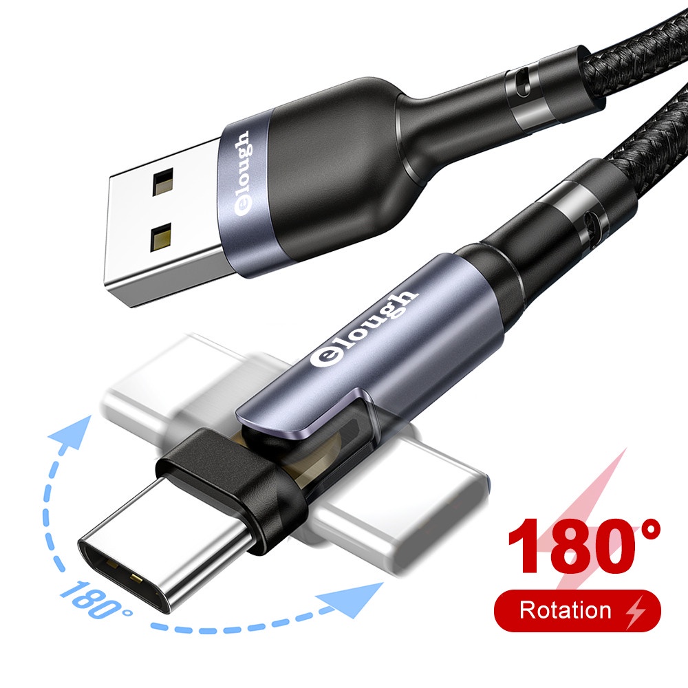 Elough 180° Cáp Sạc Nhanh USB Type C 3A Cho Xiaomi Samsung