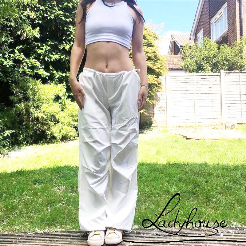 Quần Dài Lưng Thấp Dáng Rộng Màu Trơn Thời Trang Xuân Hè Cho Nữ