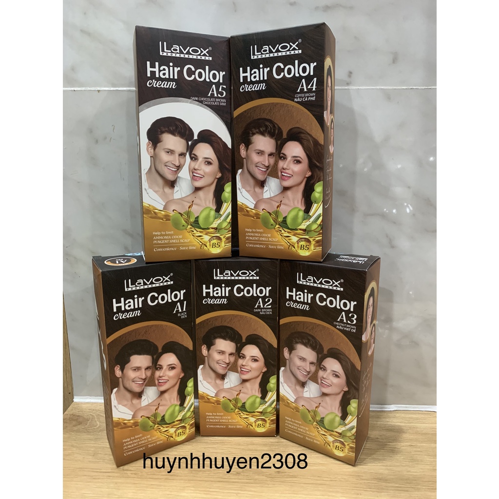 [Chính Hãng_Lavox_Đủ Màu] Kem Nhuộm Tóc Phủ Bạc Lavox Hair Color Cream_60Mlx2.