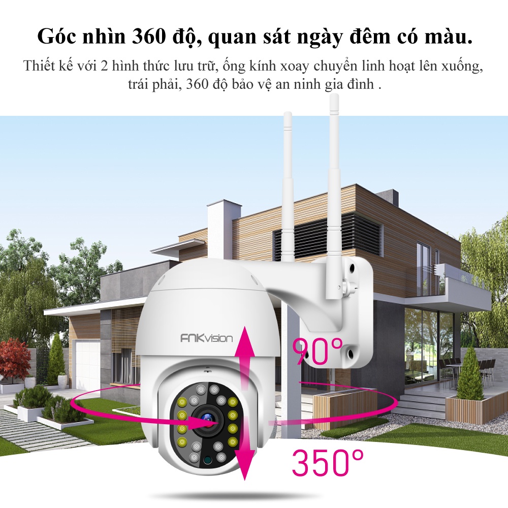 Yoosee Camera Ngoài Trời PTZ MINI Xoay 360° Chống Nước Fnkvision Full HD 5MP 16 Led Ban Đêm Trợ Sáng Đàm Thoại 2 Chiều