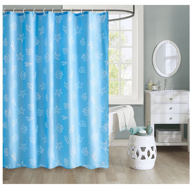 Rèm Phòng Tắm / Rèm Cửa Sổ họa tiết Vỏ Sò Xanh 180cm X 180cm Loại 1( Cao Cấp )