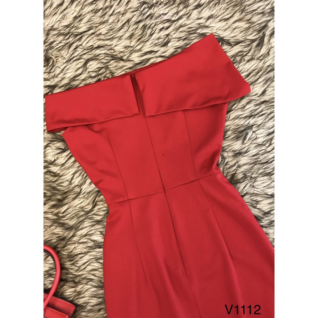 [ xả kho ] MiD Đầm đỏ trễ vai ngọc eo hàng thiết kế V1112 Mie Design ảnh thật