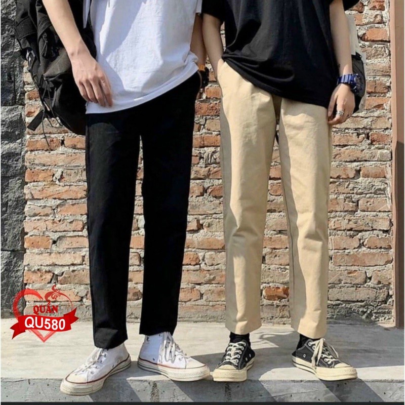 Quần Kaki Ống Suông Unisex Nam Nữ Cá Tính Cực Hot 2 Màu Cơ Bản Chất Đẹp