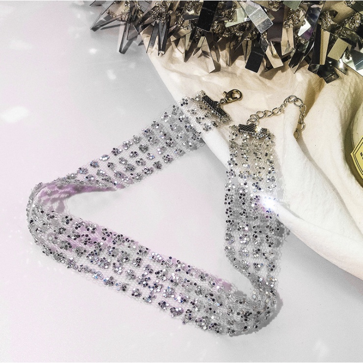 Vòng cổ choker dạng lưới kim sa phong cách đơn giản thời trang