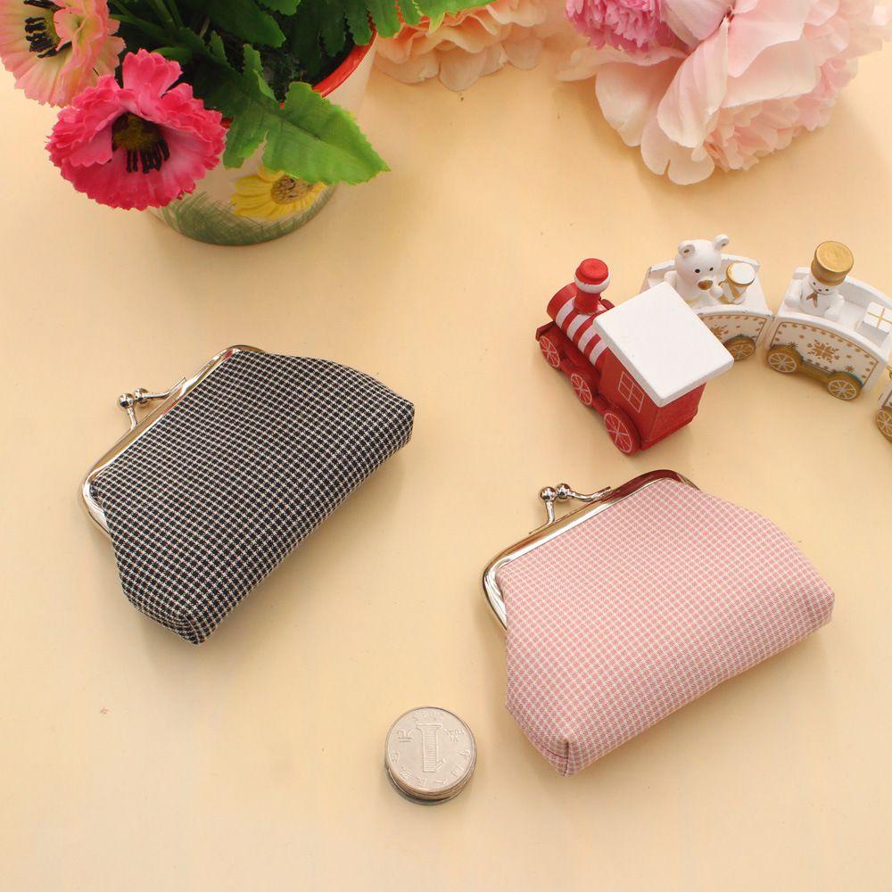 Ví Đựng Tiền Xu Nhỏ Gọn Bằng Vải Cotton Họa Tiết Kẻ Ô Thủ Công Cổ Điển Dành Cho Bạn Nữ