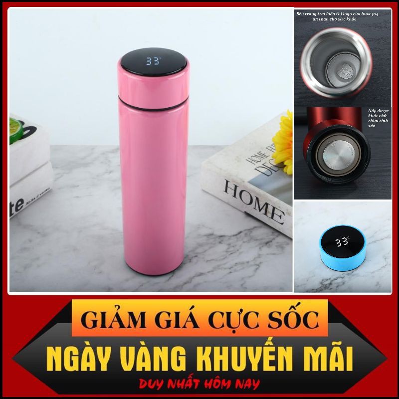 BÌNH GIỮ NHIỆT có nhiệt kế thông minh 500ml - Bình giữ nhiệt INOX hiển thị nhiệt độ led cao cấp nhỏ gọn tiện lợi