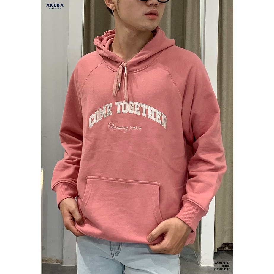 Áo khoác hoodie nam AKUBA in chữ, form oversize, chất liệu dày dặn, bền màu 01J0113