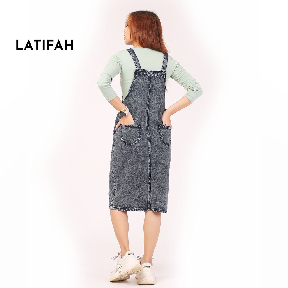 [Mã BMBAU50 giảm 7% đơn 99K] Yếm váy jean dây kéo LATIFAH form dài qua gối YJ014 phong cách trẻ trung năng động