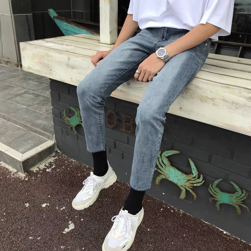 QUẦN JEANS SKINNY TRƠN CO DÃN FORM UNISEX (kèm hình chụp thật)