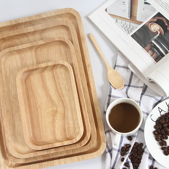 Khay gỗ chữ nhật THE BAMBOO cách nhiệt chống dính trang trí gỗ cao su Nhật Bản | BigBuy360 - bigbuy360.vn