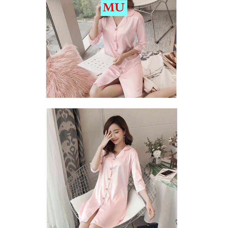 Đầm sơ mi dáng rộng thời trang mùa thu quyến rũ tùy chọn màu sắc dành cho nữ