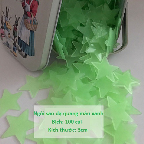 (HCM) Ngôi sao dạ quang bịch 100 cái kích thước 3cm (chọn màu ) - decalhcm