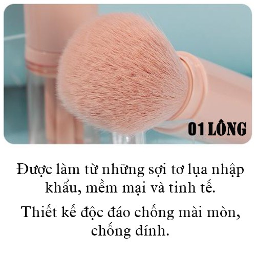 Bộ cọ trang điểm cá nhân 4 trong 1 - Set cọ mini siêu lông mềm mịn, có nắp bảo vệ đầu lông cọ tốt - Anquachi