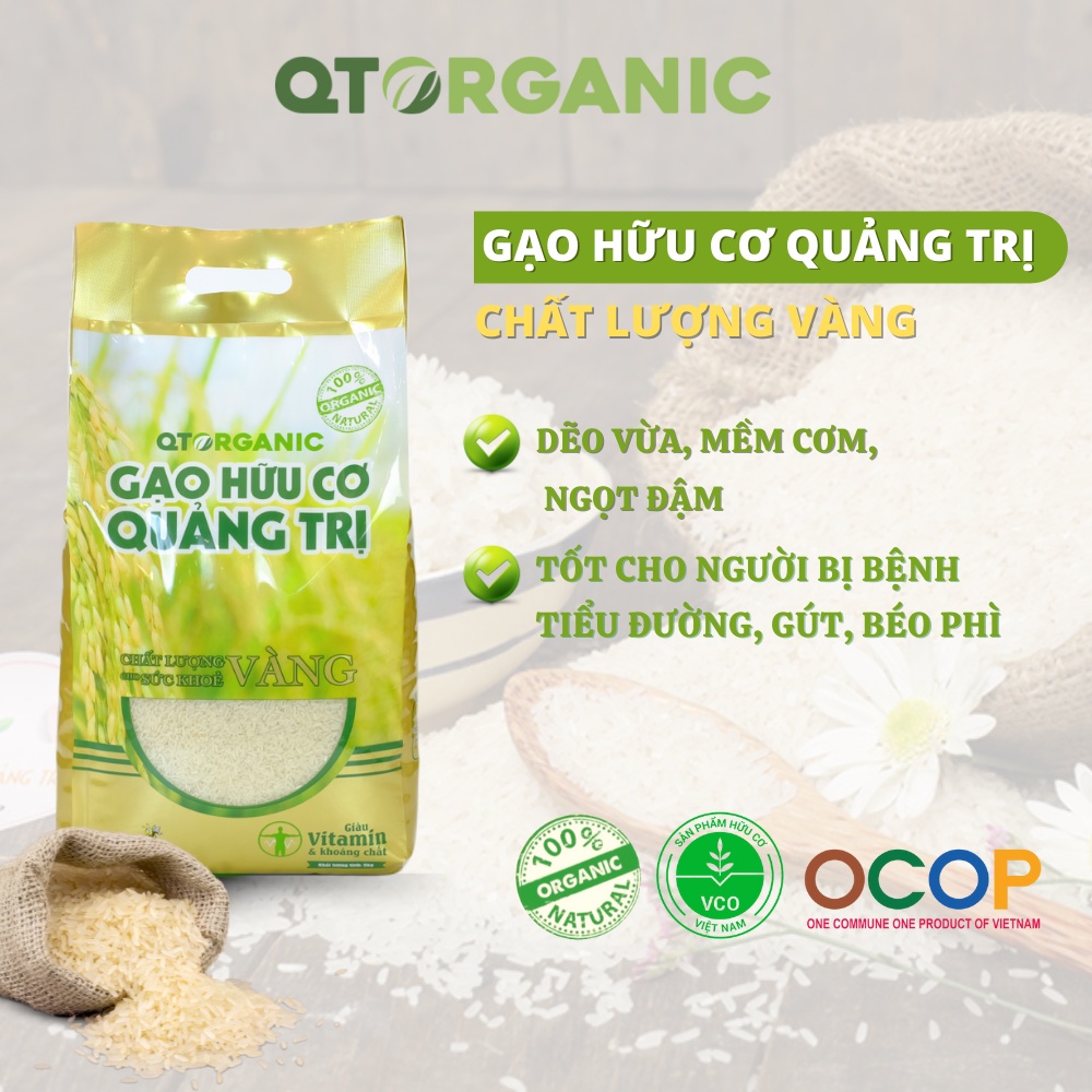 [Hợp chất MA, MB Chống bệnh tiểu đường, béo phì, gút] Gạo Hữu Cơ Quảng Trị 5kg - QT0rganic