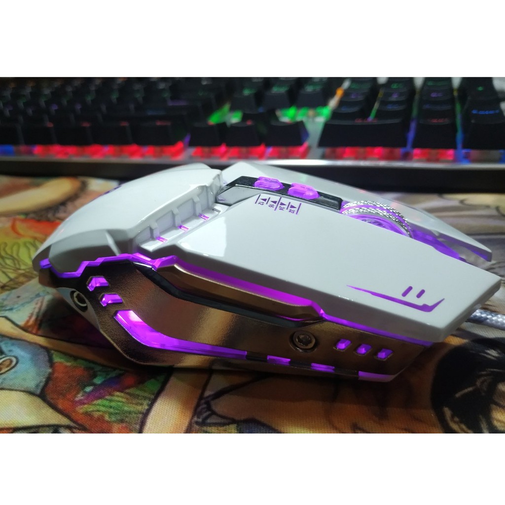 💖💖💖Chuột Gaming Hãng OYE X800 3200dpi 7D ( Trắng Bạc ) có hỗ trợ phần mềm tùy chỉnh DPI, LED chuyên nghiệp