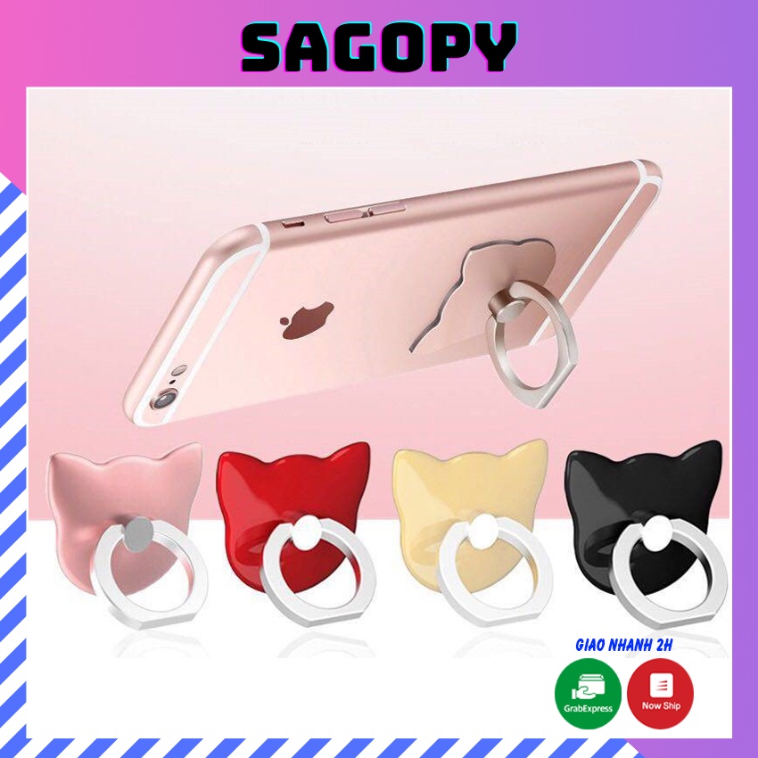 Giá đỡ điện thoại iphone chống lưng để bàn hình đầu gấu, phụ kiện iring cho android nhiều màu cute giá rẻ