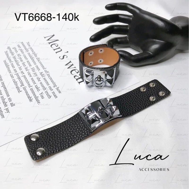 Lắc Tay Da Bản To Mã VT38 Thời trang Cao cấp - Hari Korea Accessories