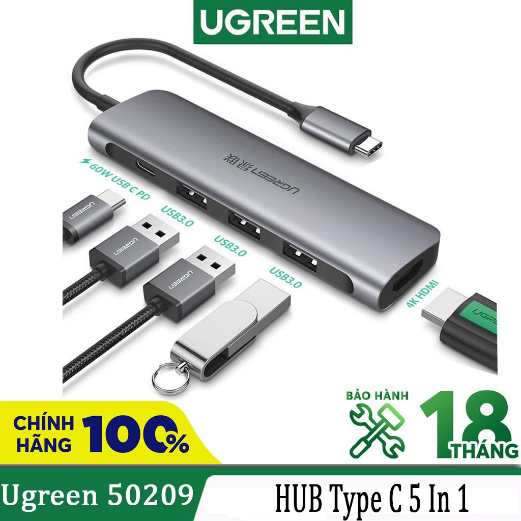 Thiết Bị Chuyển Đổi USB Type-C To HDMI, USB 3.0 Ugreen 50209 Chính Hãng