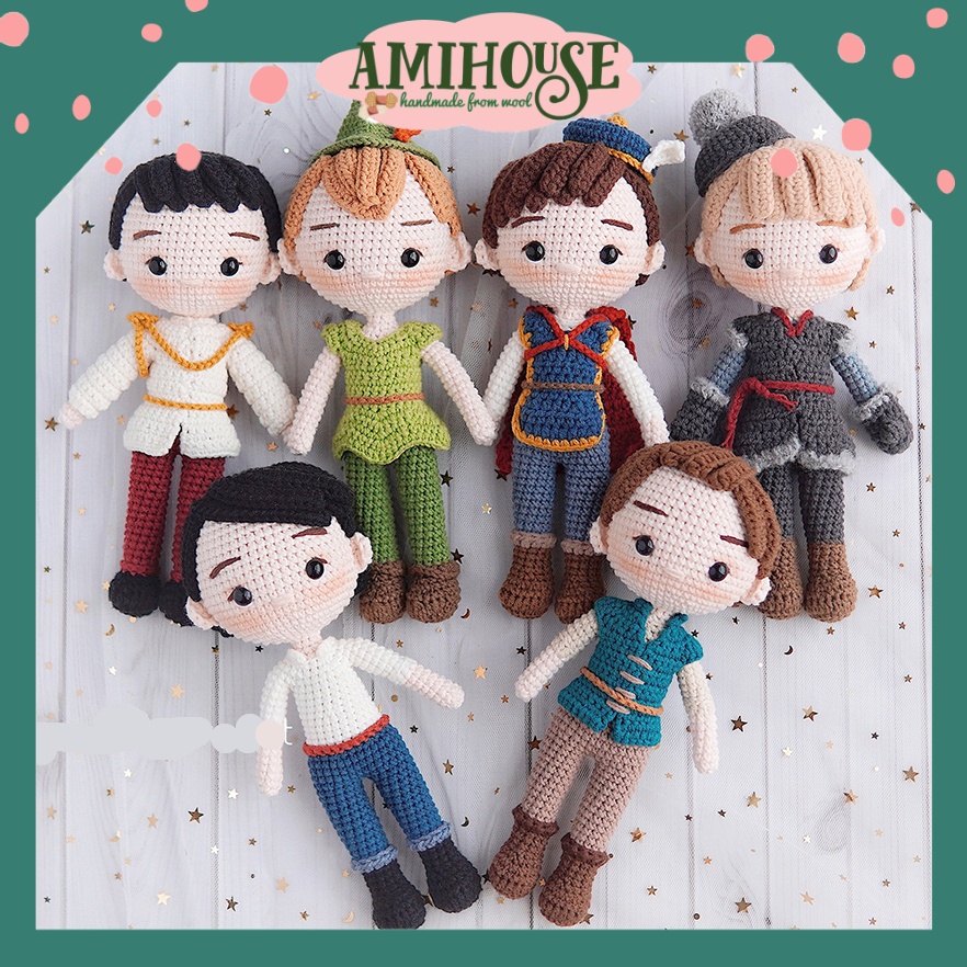 Búp bê Hoàng tử bằng len móc handmade cho bé, Búp bê bằng len móc, 100% sợi cotton - Ami House