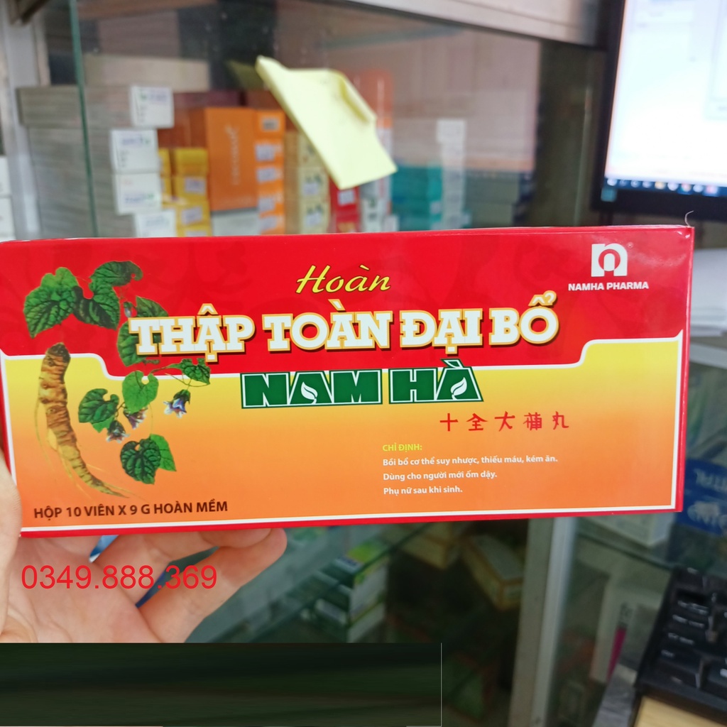 Hoàn Thập Toàn Đại Bổ - Bồi Bổ Cơ Thể Suy Nhược, Thiếu Máu, Kém Ăn - Dược phẩm Nam Hà Hộp 10 viên