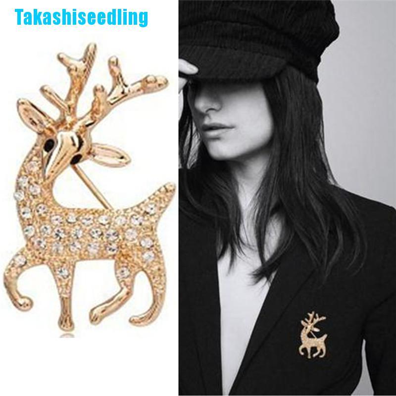 Cài áo hình hươu đính đá lấp lánh