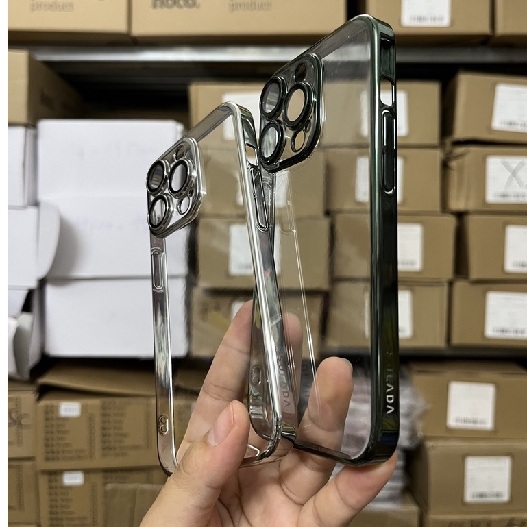 CHÍNH HÃNG Ốp cứng cao cấp SULADA Cực Đẹp lưng trong viền màu có lớp kính bảo vệ camera Iphone 14 PLUS PRO MAX