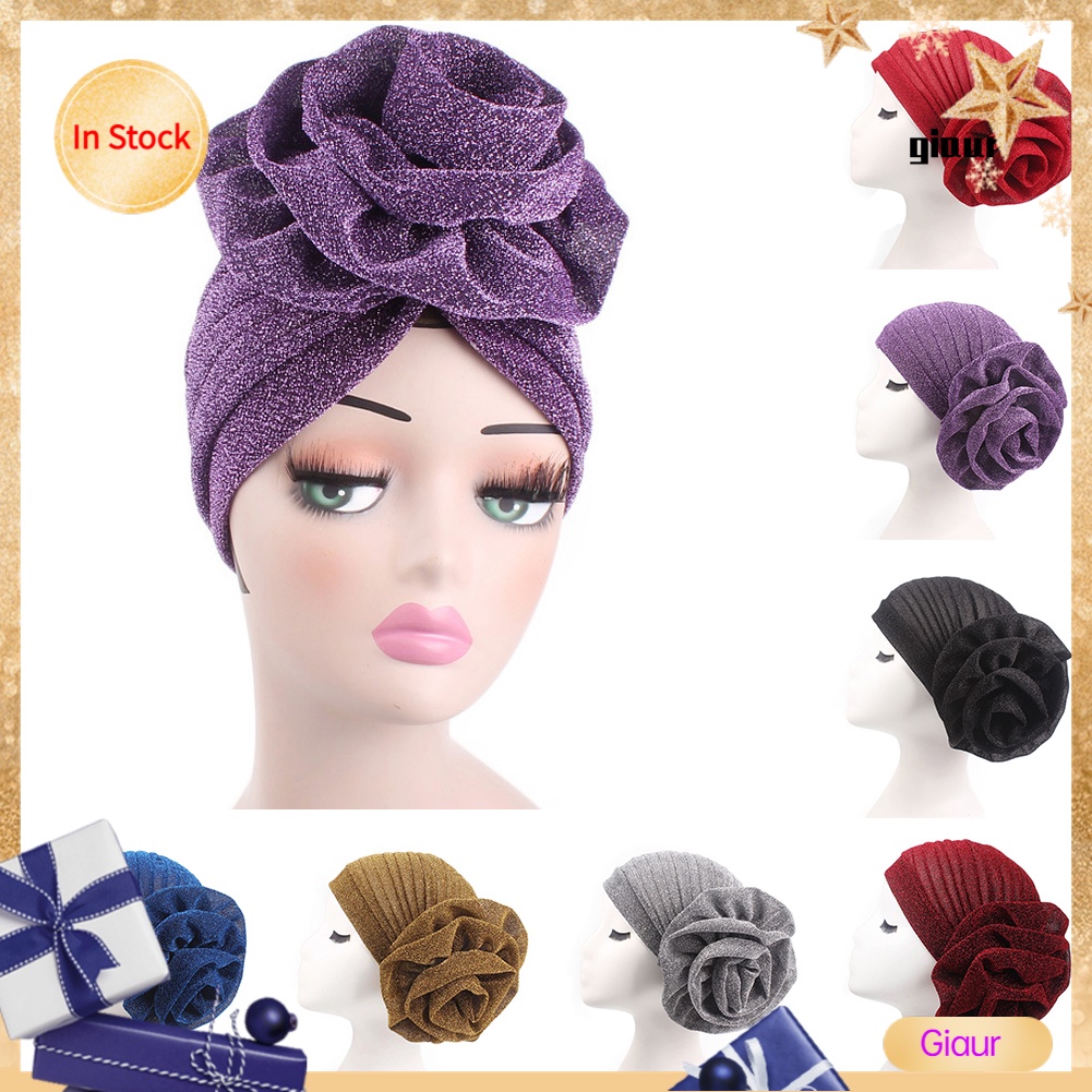 Mũ trùm đầu đính hoa lớn lấp lánh thời trang cho nữ