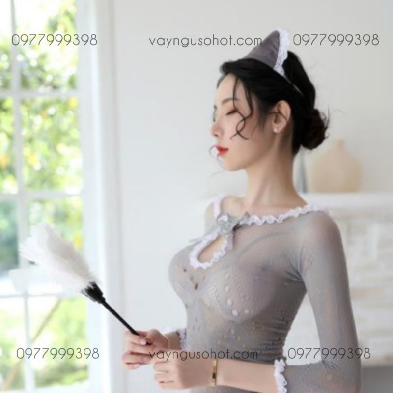 ( clip tự quay + ảnh thật tự chụp ) chổi lông cosplay hầu gái , bồi bàn sexy cám dỗ | BigBuy360 - bigbuy360.vn