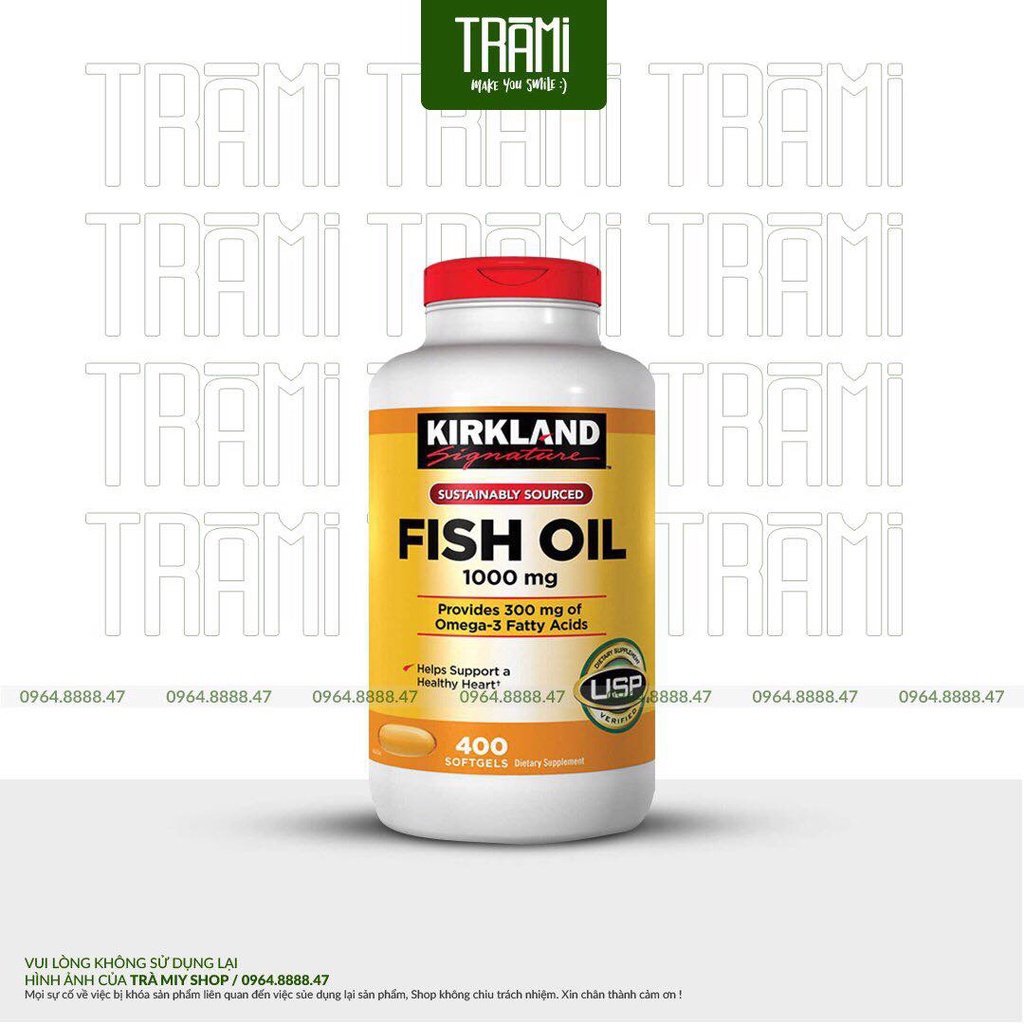 Dầu Cá Omega 3 Kirkland Signature Fish Oil 1000mg Mẫu Mới 400 Viên Của Mỹ.