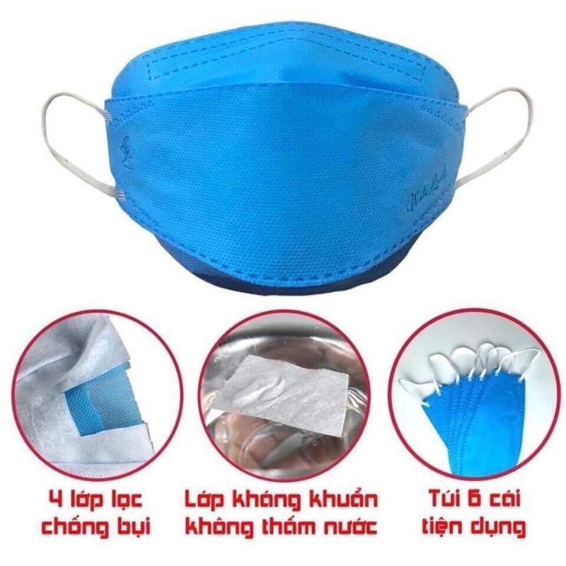 (túi 5 chiếc) Khẩu Trang Y Tế 4D KF94 4 Lớp Kháng Khuẩn