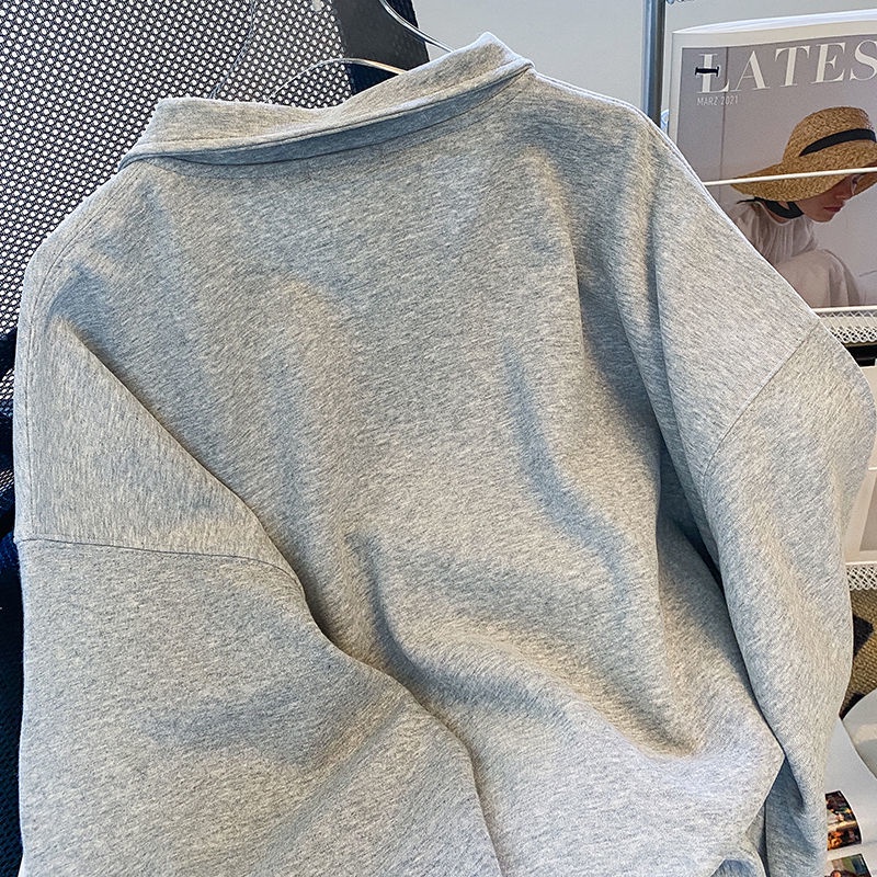 Áo Sweater Cổ Rùa Dáng Rộng Phối Khóa Kéo Thời Trang Mùa Thu Đơn Giản Dành Cho Nữ