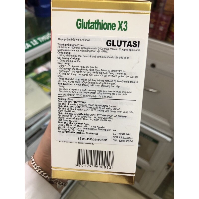 Viên uống Glutathione X3 60 viên hỗ trợ nội tiết tố -bổ sung Colagen -chống nắng ,làm trắng - mờ nám