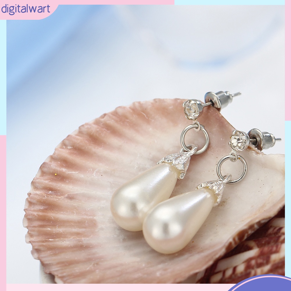 Bộ Vòng cổ + Bông Tai Đính Ngọc Trai Giả Hình Giọt Nước Cho Nữ