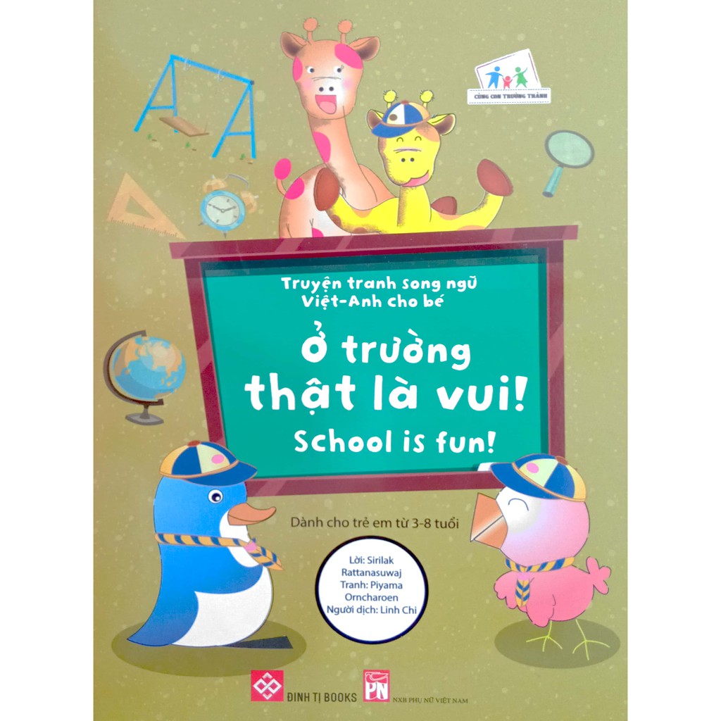 Sách - Truyện tranh song ngữ Việt - Anh cho bé - Ở trường thật là vui! (Dành cho trẻ em từ 3-8 tuổi)