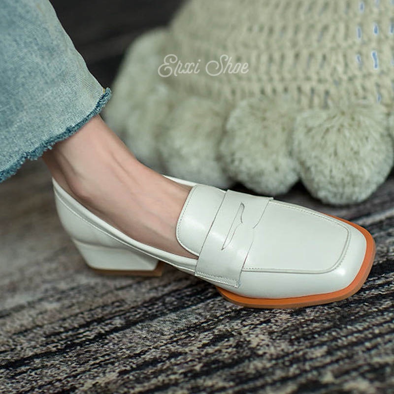 Giày Cao Gót Da Mềm Mũi Vuông Thời Trang Công Sở Cho Nữ