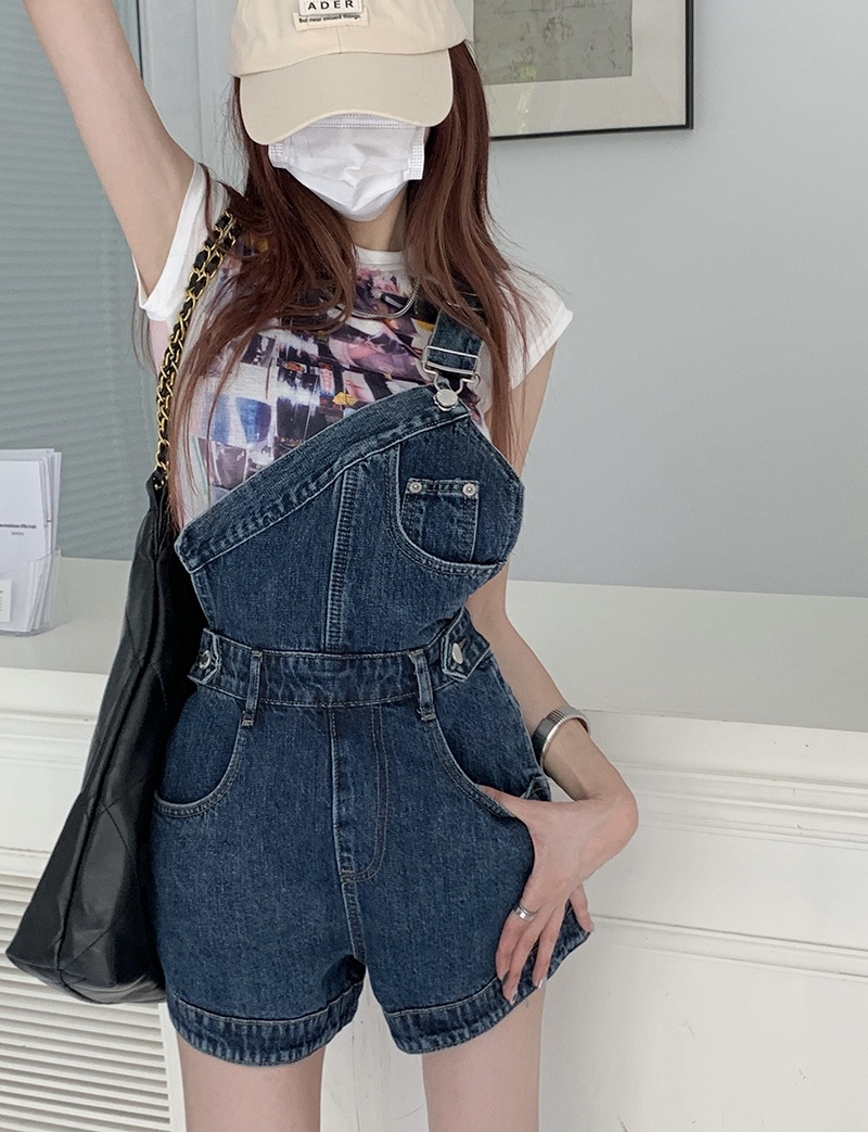 Quần Yếm Denim Ống Rộng Phong Cách Retro 53975