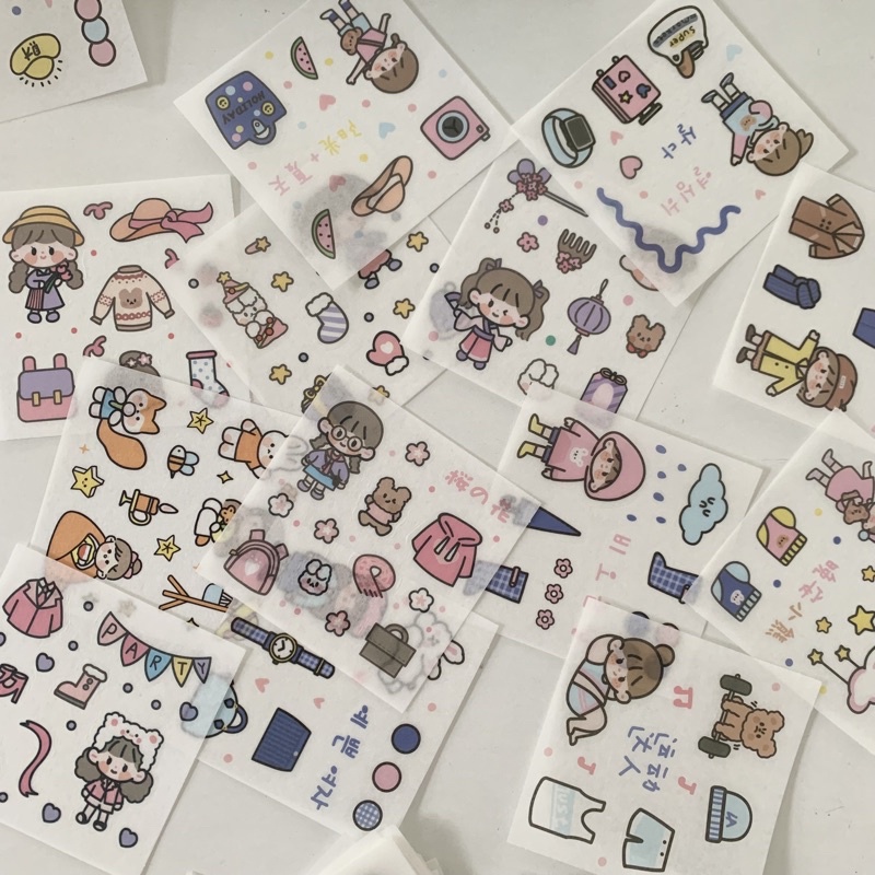 SET 10 STICKER CUTE BEAR GẤU CHỐNG THẤM NƯỚC (ảnh thật) - Tiệm nhà Chun