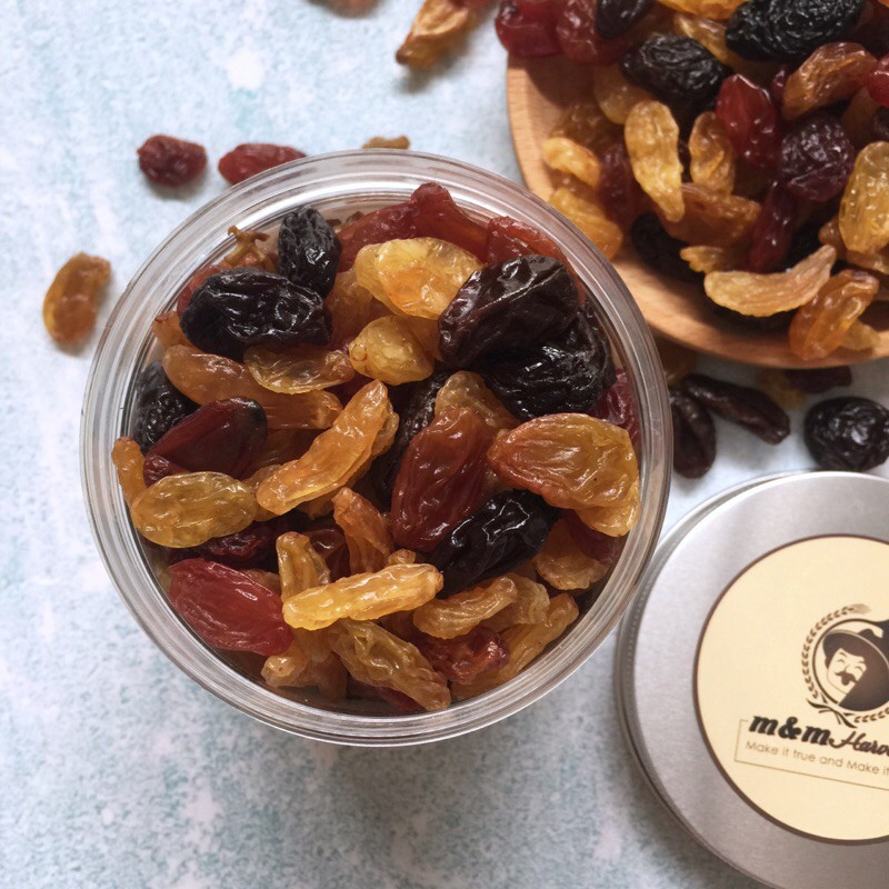 Nho khô không đường raisins mix 3 màu m&m Harvest hàng nhập khẩu, sấy dẻo chua chua ngọt ngọt siêu ngon