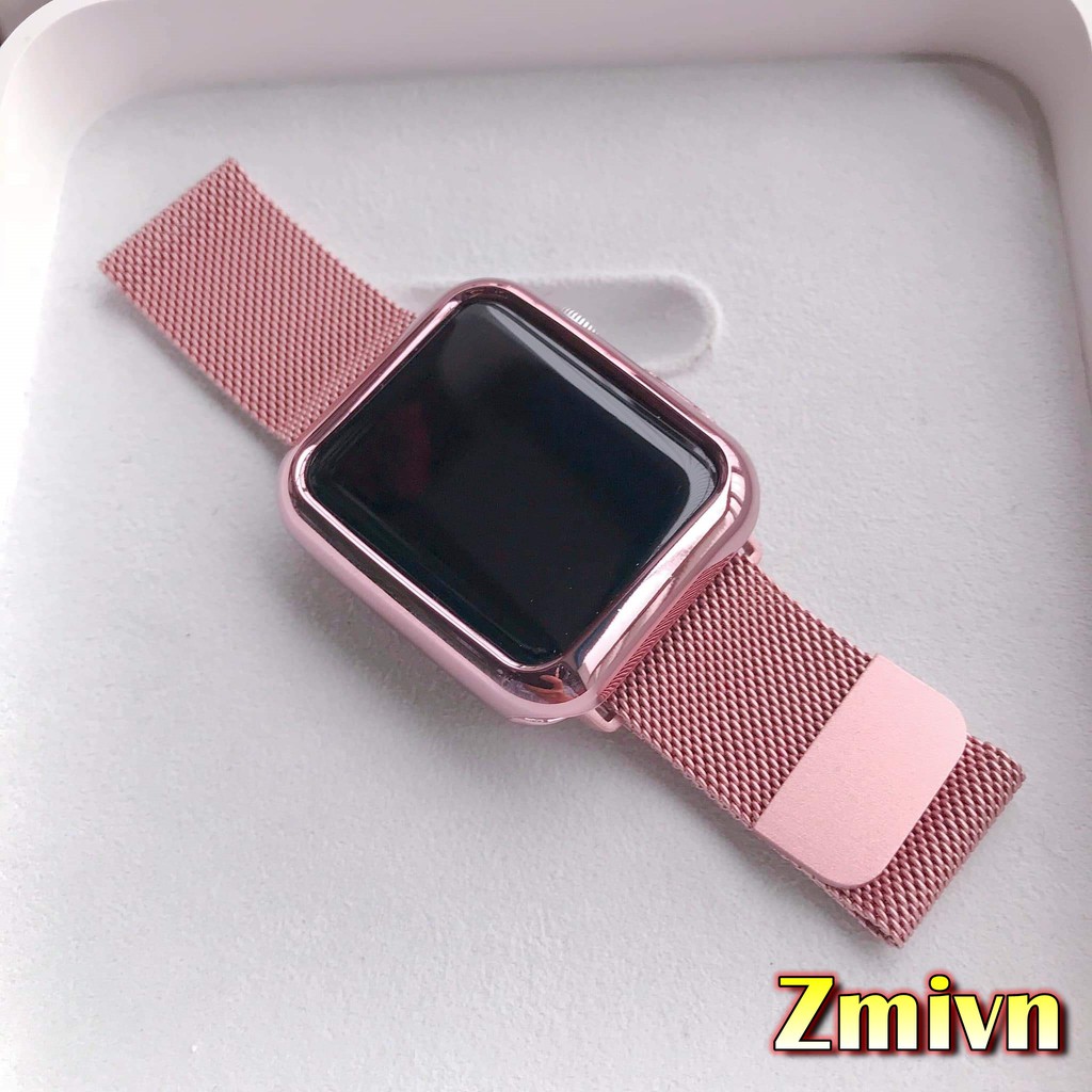 Dây thép lưới không gỉ Apple watch - Hồng