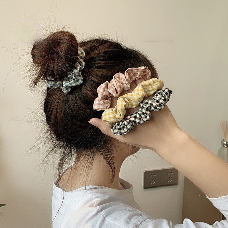 Dây Buộc Tóc Co Giãn Họa Tiết Caro Phong Cách Hàn Quốc Độc Đáo