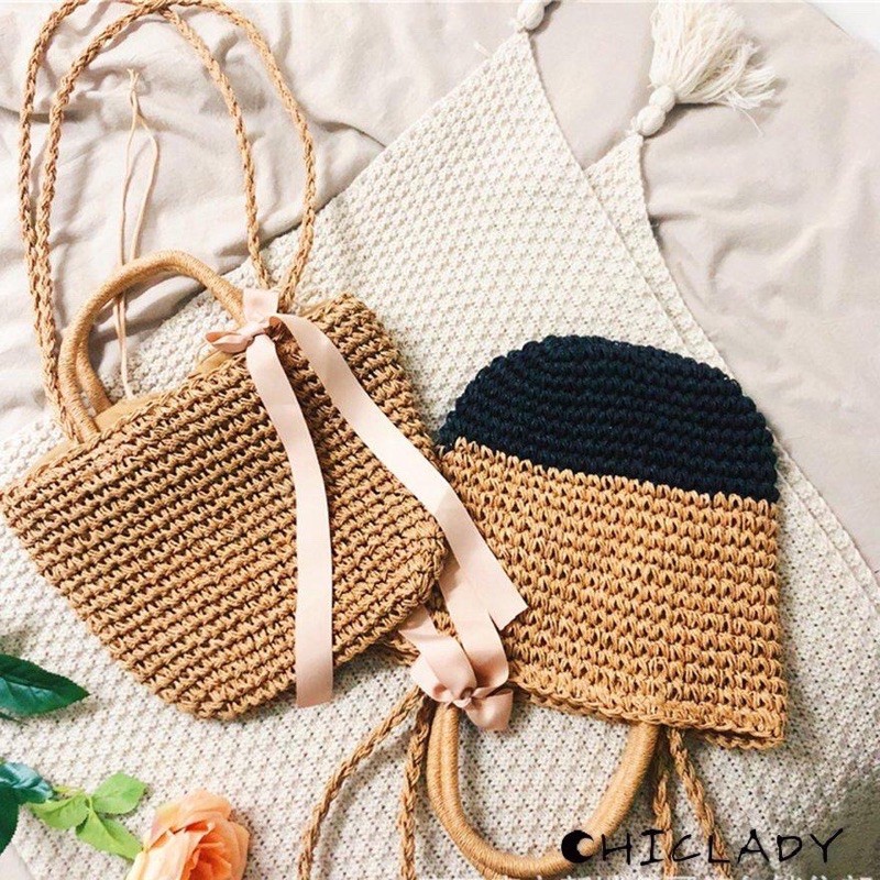 Túi Cói Nơ Sợi Đan Cao Cấp/ Hàng Có Sẵn | BigBuy360 - bigbuy360.vn