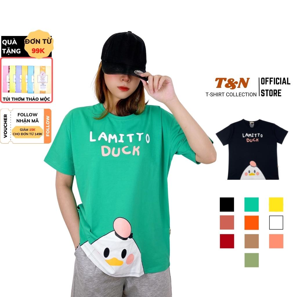 Áo thun nữ tay ngắn cổ tròn T&amp;N TSHIRT COLLECTION form rộng in hình  LAMITTO DUCK dễ thương, chất Cotton 100% B01865