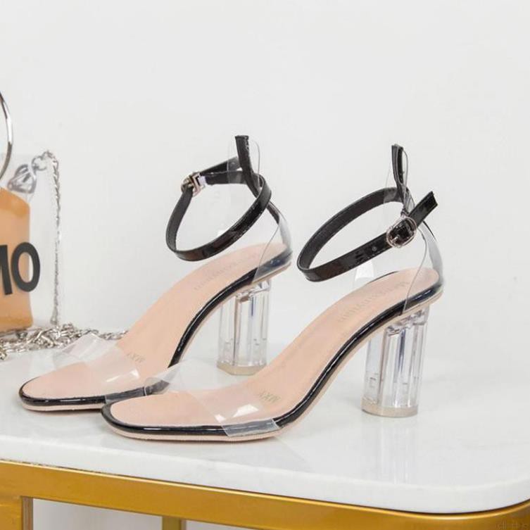 Tết |  Săn sales | Giày sandal cao gót R068 hở ngón nữ bằng nhựa trong suốt thông thoáng 2020 new . 💯 * * . ' '
